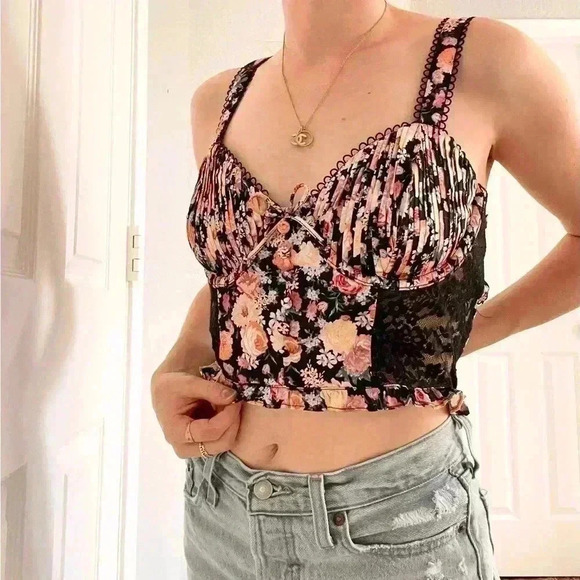 For Love & Lemons NWT Gardenia Long Line Bustier Crop Top Lovely LACE size Large - Picture 5 of 16